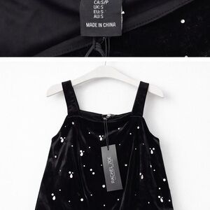 Rachel Zoe Black Velvet Tank with White Polka Dot Accents